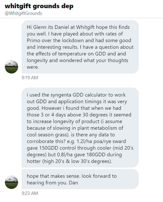 Should I include the GDD figures for the day I apply Primo?